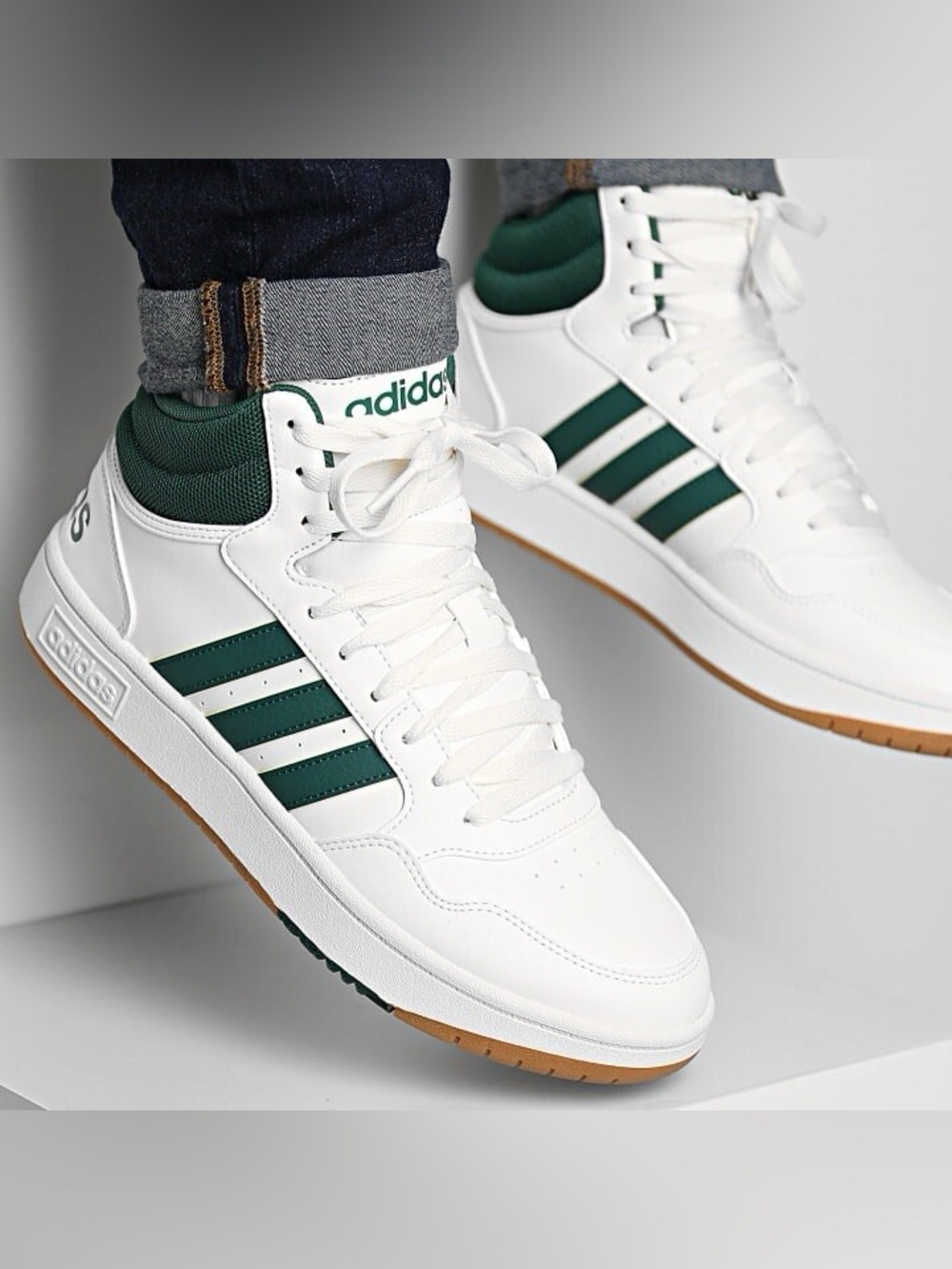 adidas Hoops 3.0 Mid sneakers White & Forest Green High-Top Sneakers Kids 13
